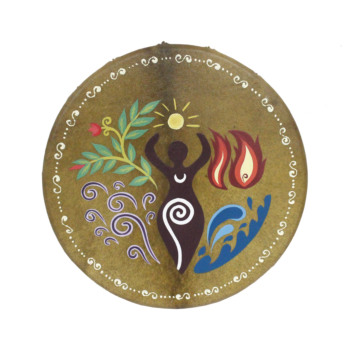 Painted Goatskin Shaman Drum
