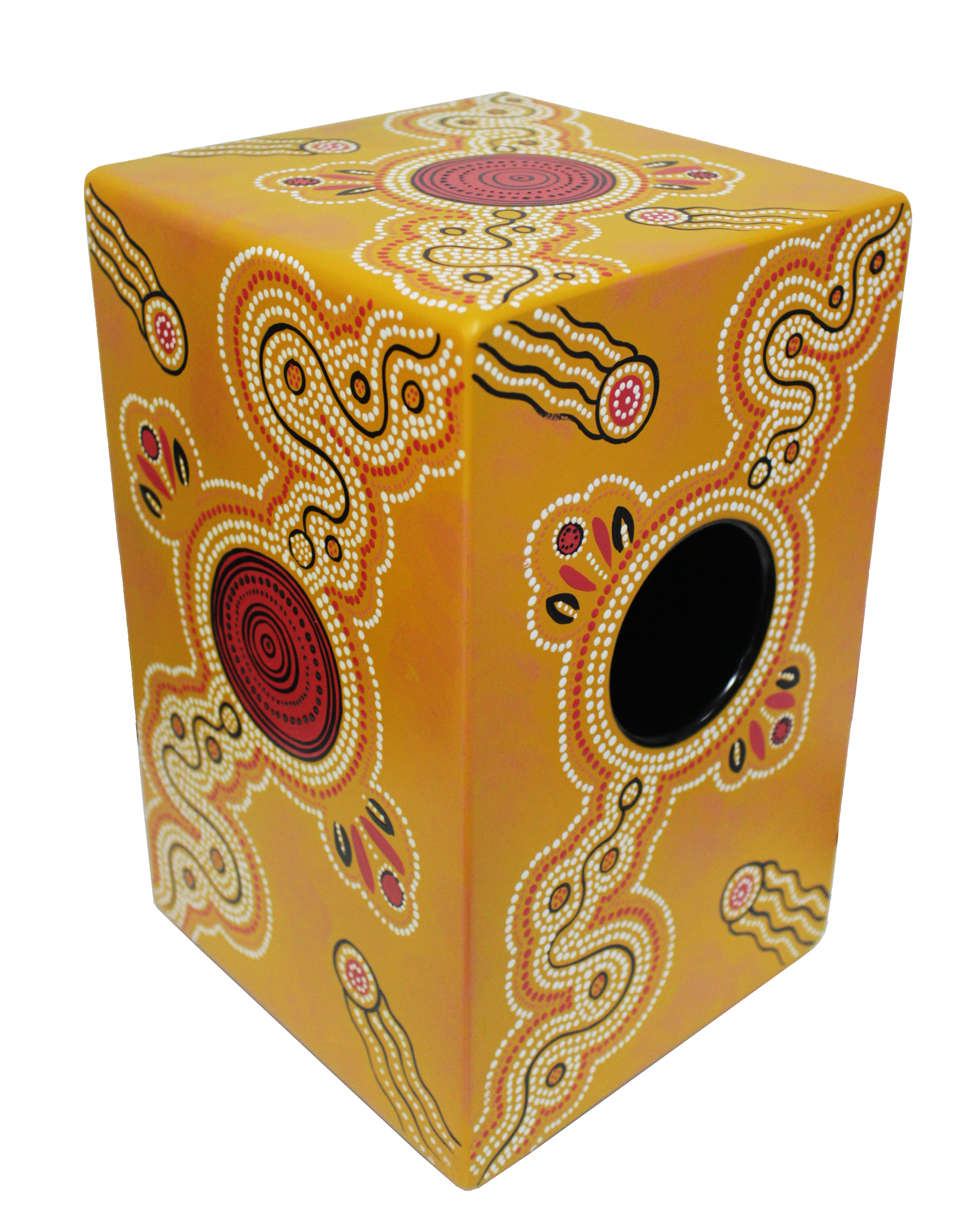 Dot Painted Cajon in Yellow