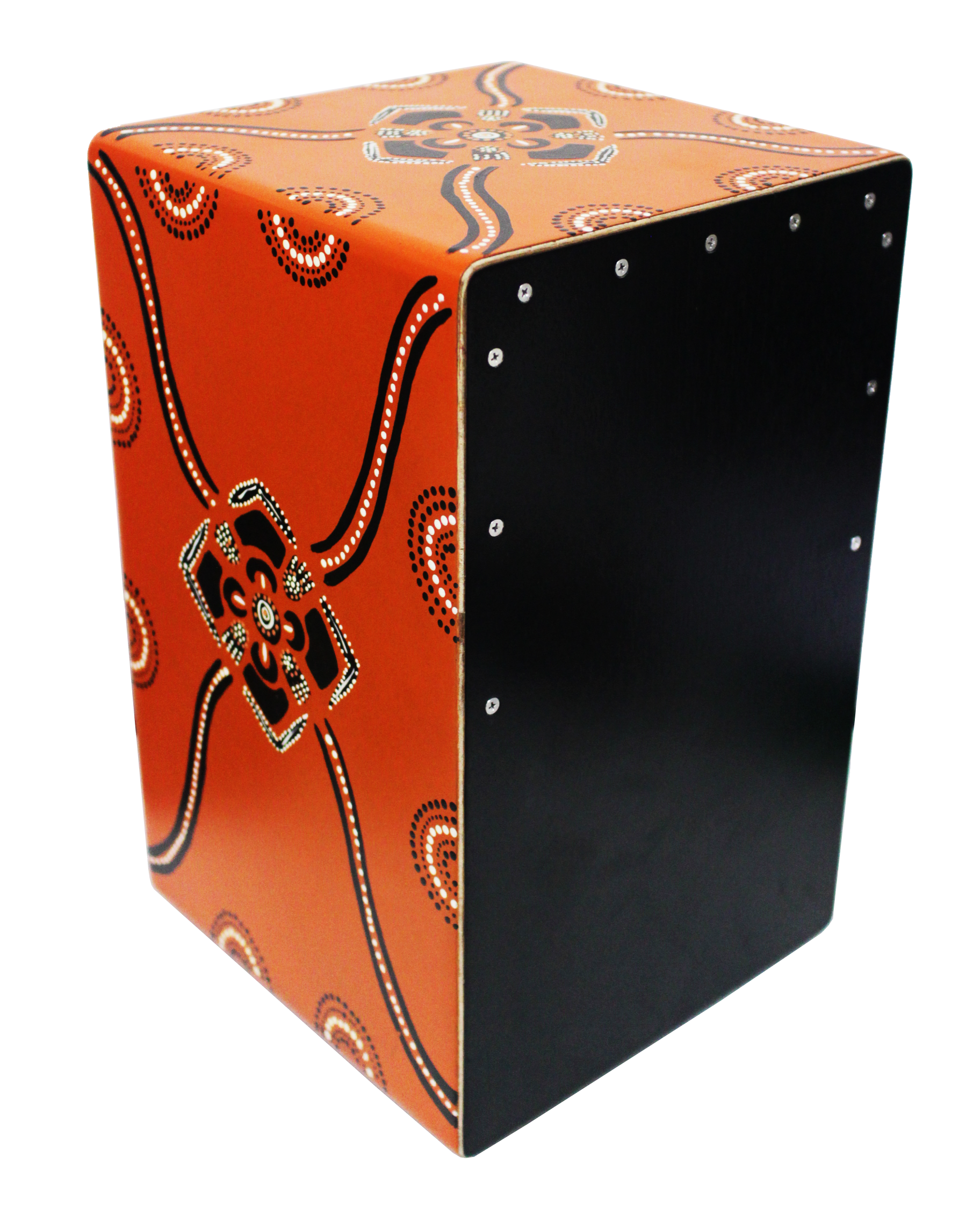 Dot Painted Cajon in Orange