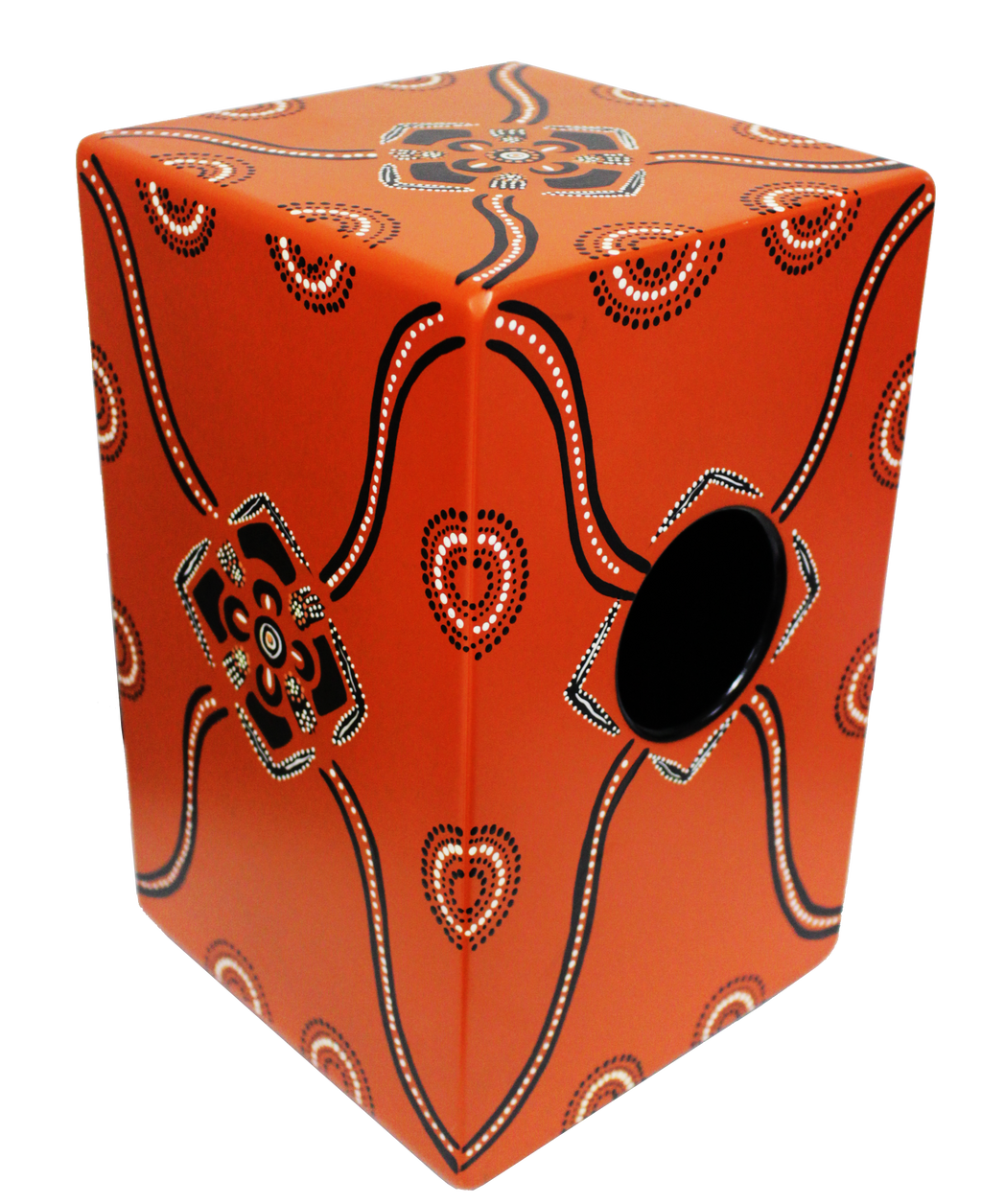 Dot Painted Cajon in Orange
