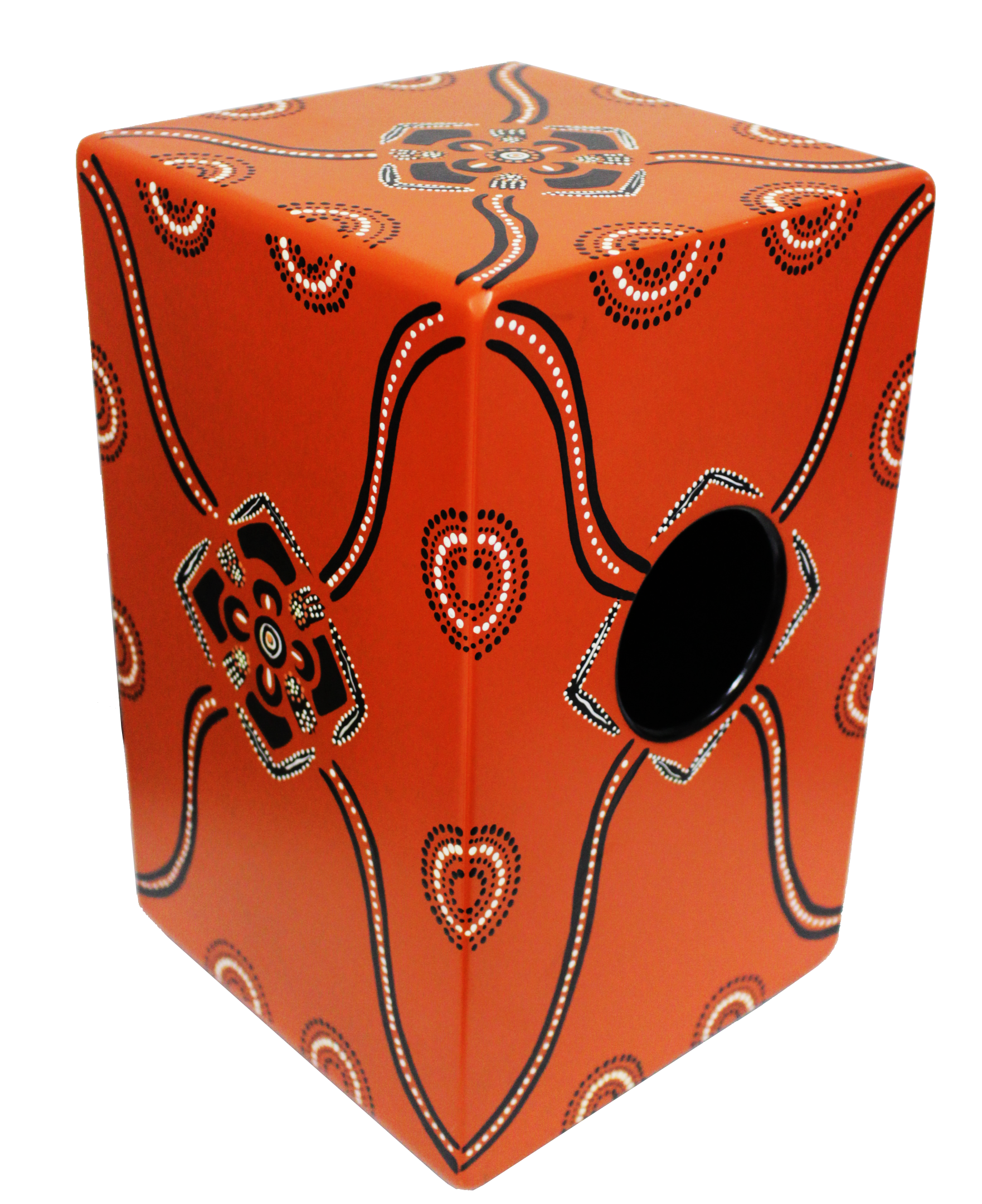 Dot Painted Cajon in Orange