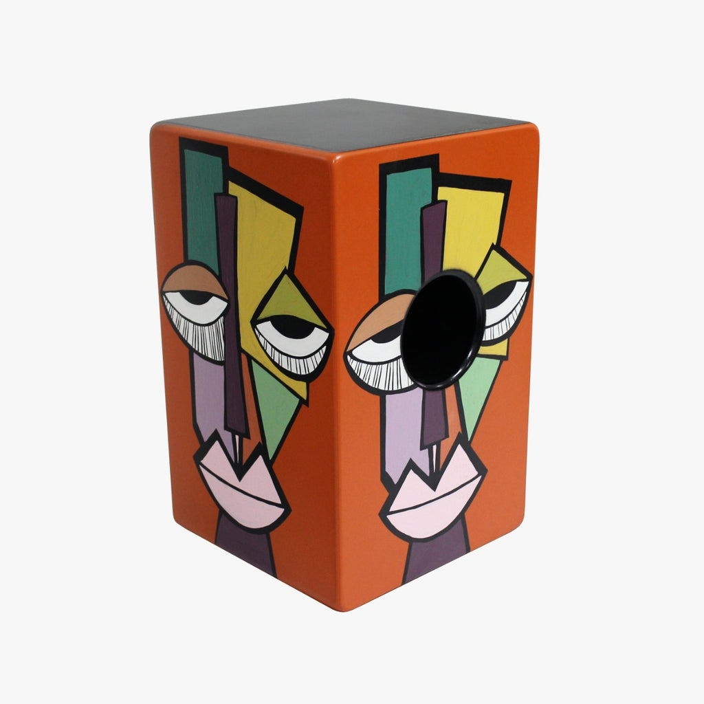 Hand Painted Cajon - Picasso Series Orange