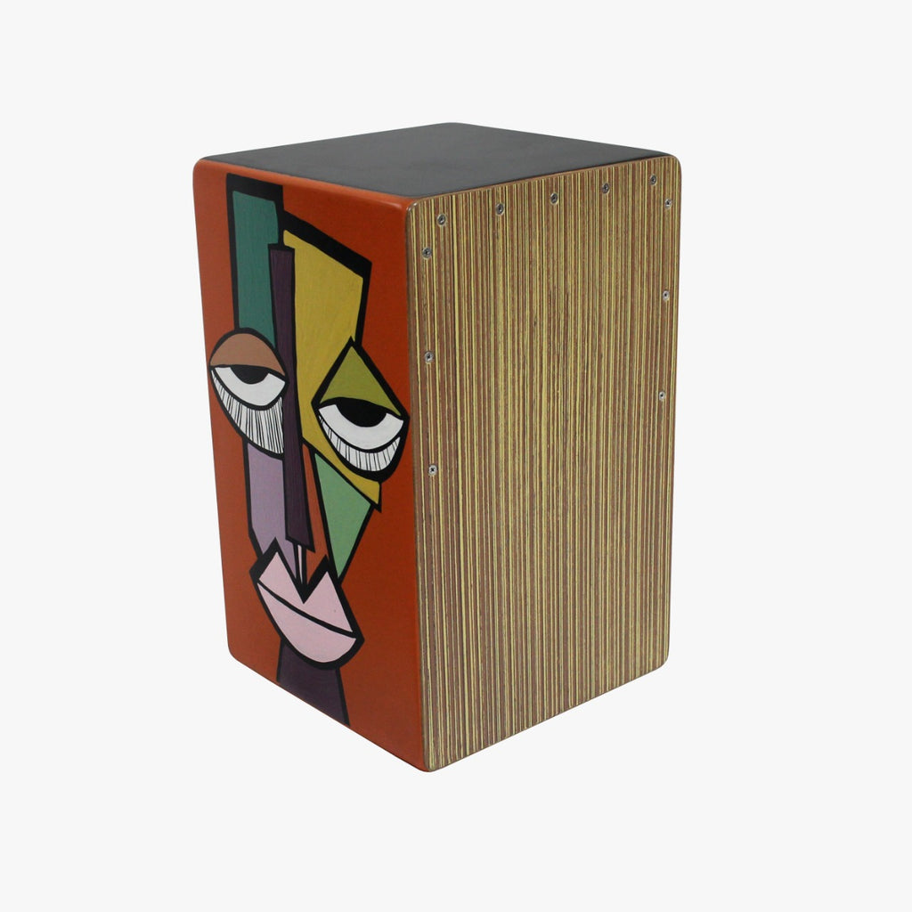 Hand Painted Cajon - Picasso Series Orange